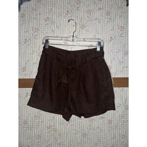Happy Nature - Kate Hudson Women's Linen Blend Shorts, Brown, Size 0